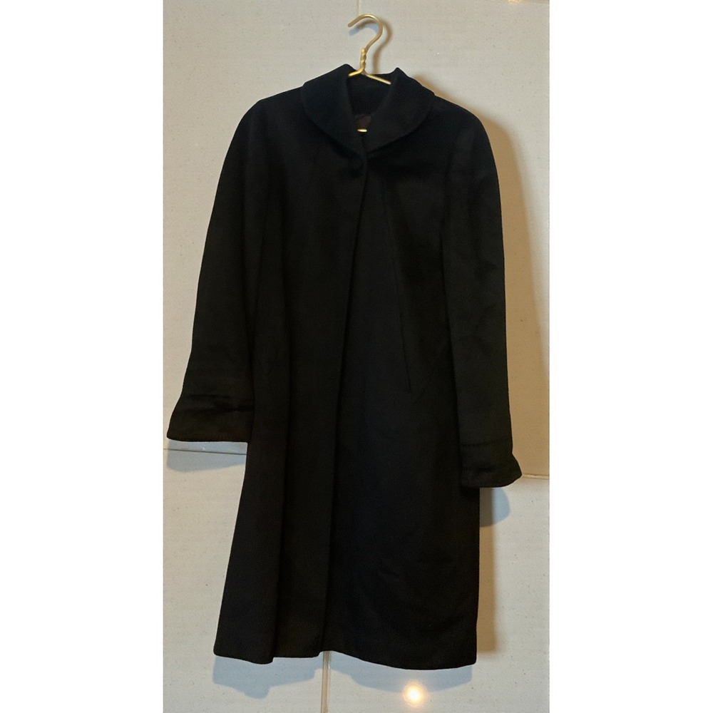 Fashionbilt Black Wool Blend‎ Full Length Overcoat Elegant Vintage Women